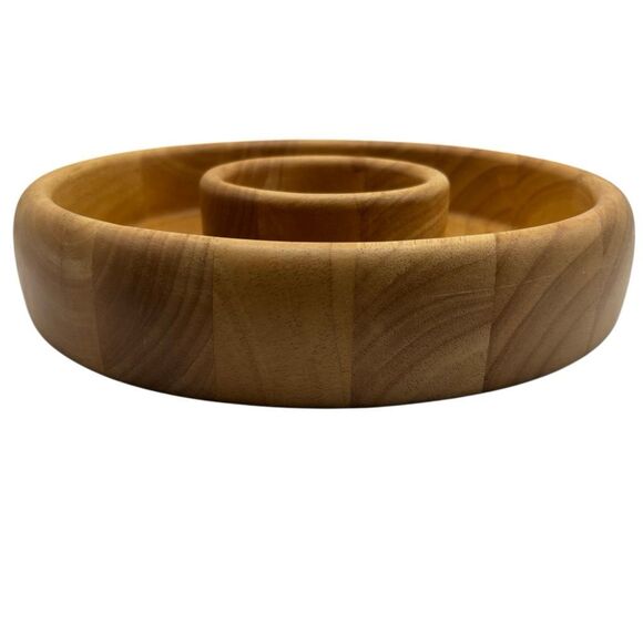Studio Nova Wooden Chip and Dip Bowl Serving Tray Mid Century Modern Style 12" - Picture 4 of 5